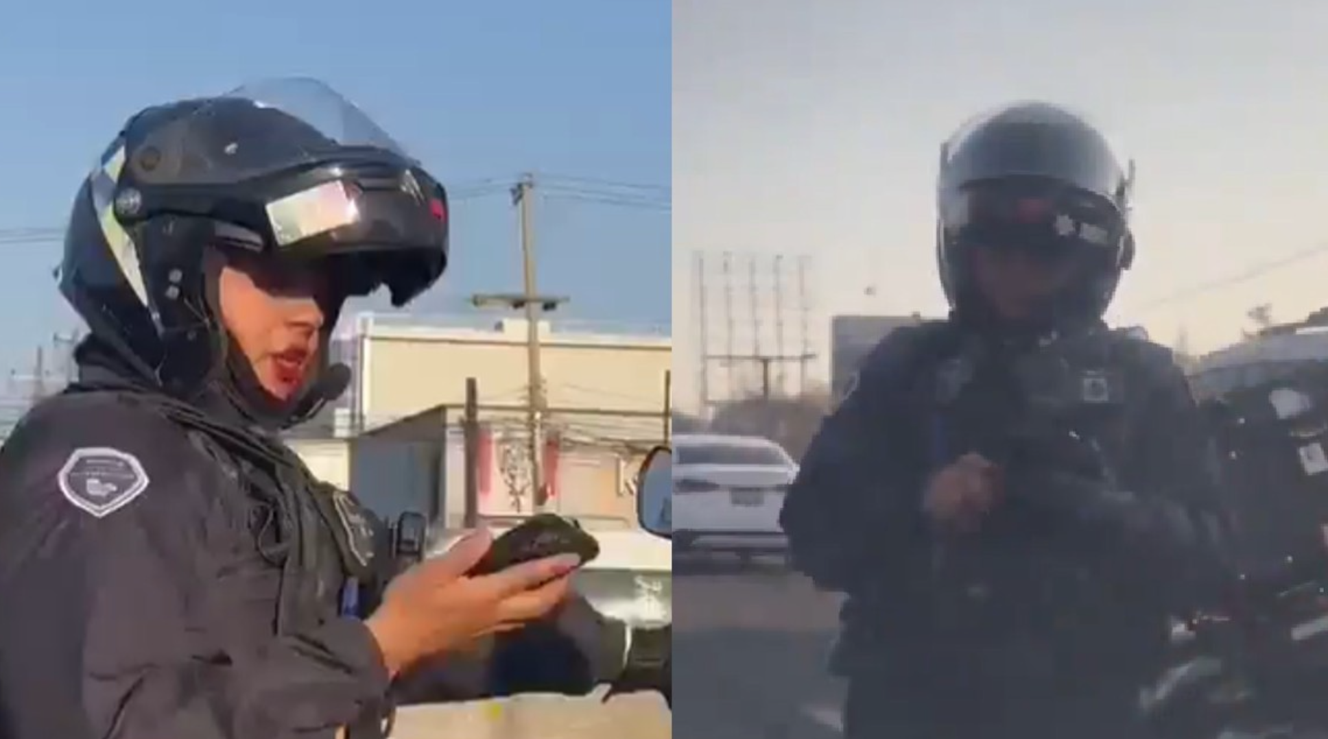 Graban a policía usando su celular mientras maneja una moto en Jalisco